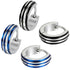 316L Surgical Steel Striped Blue/Black Men Women Hypoallergenic Hoop Earrings